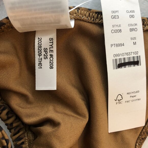 J Crew Perfect String Bikini Top In Leopard Print Triangle Brown M - Picture 7 of 8